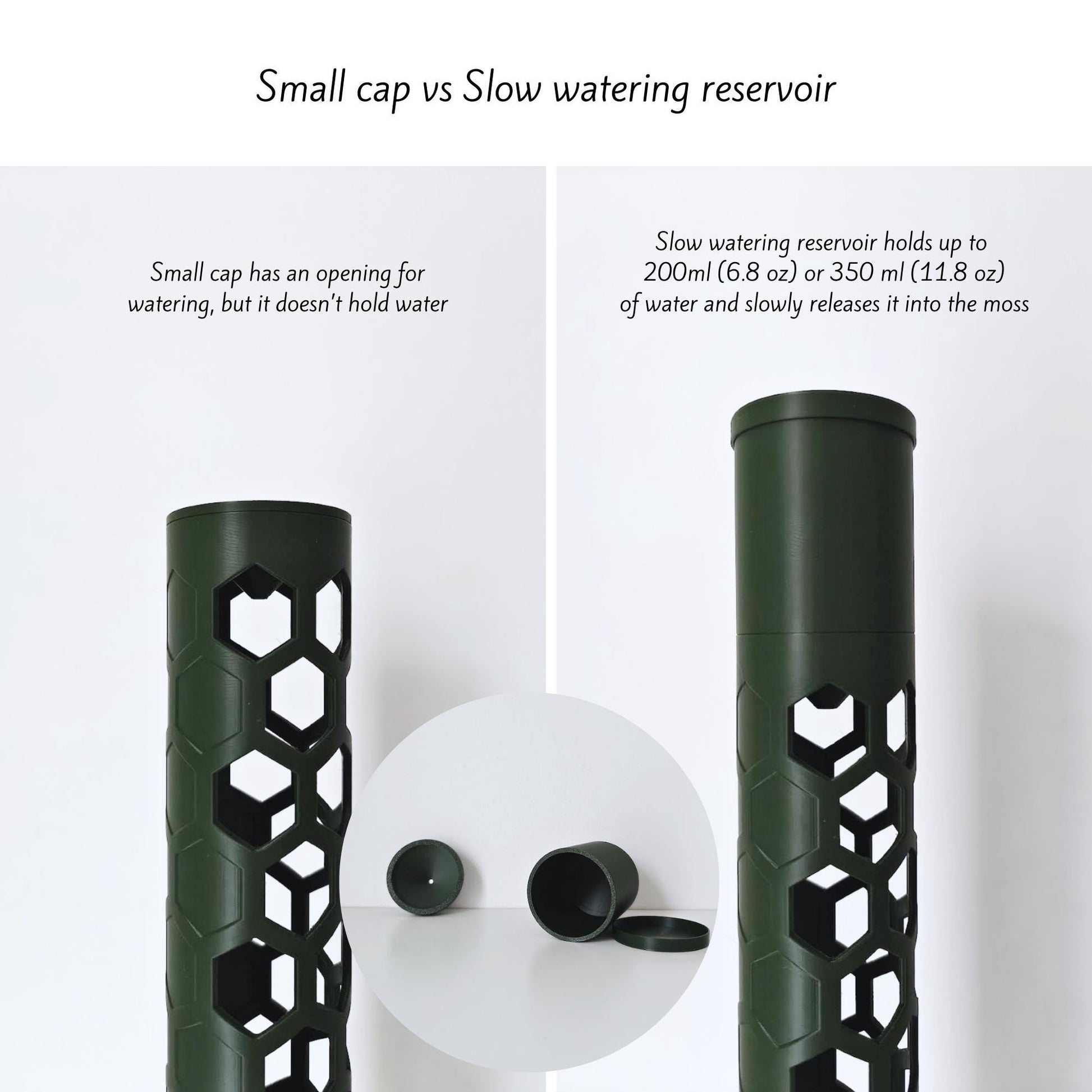 Modular Moss Pole Ø 6 cm (2.36"), Watering Reservoir or Cap, 3D Printed Extendable Plant Support System