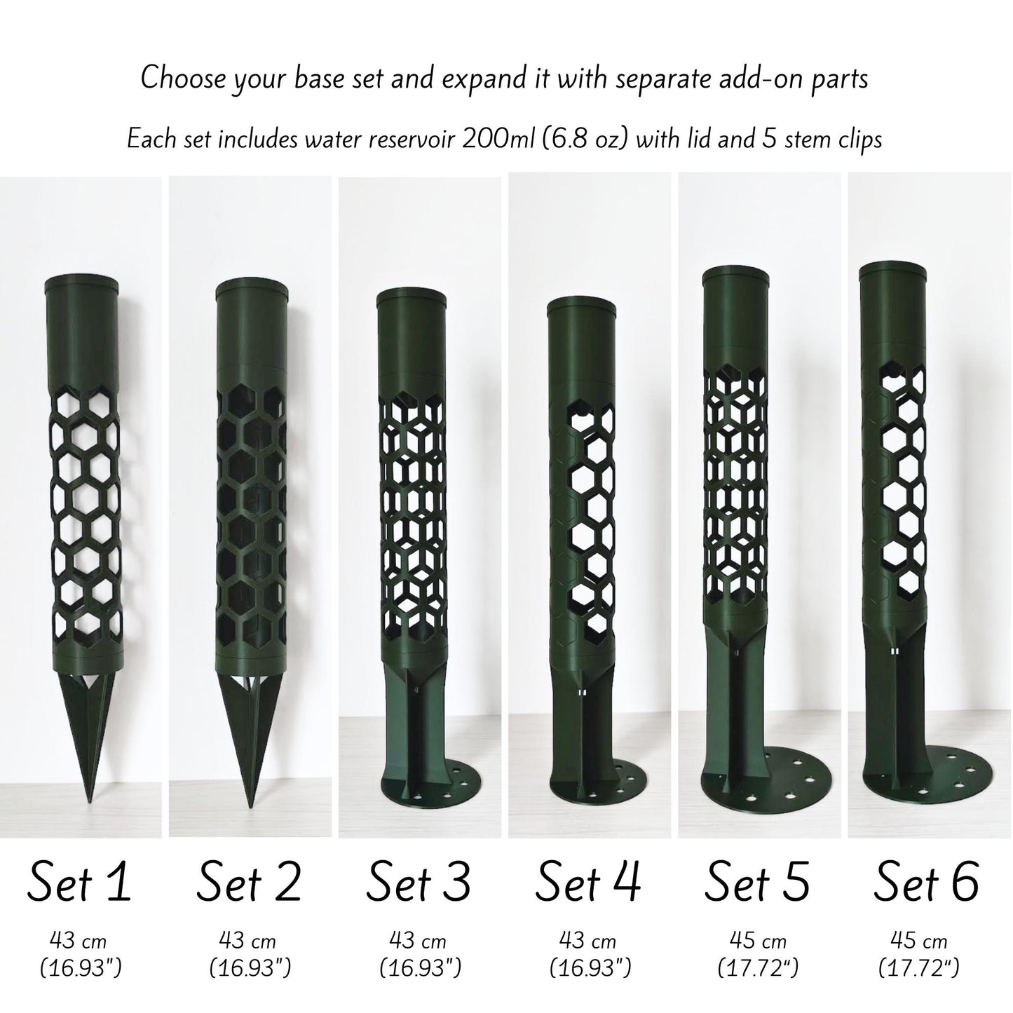 Modular Moss Pole Ø 6 cm (2.36"), Watering Reservoir or Cap, 3D Printed Extendable Plant Support System