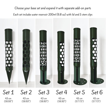 Modular Moss Pole Ø 6 cm (2.36"), Watering Reservoir or Cap, 3D Printed Extendable Plant Support System