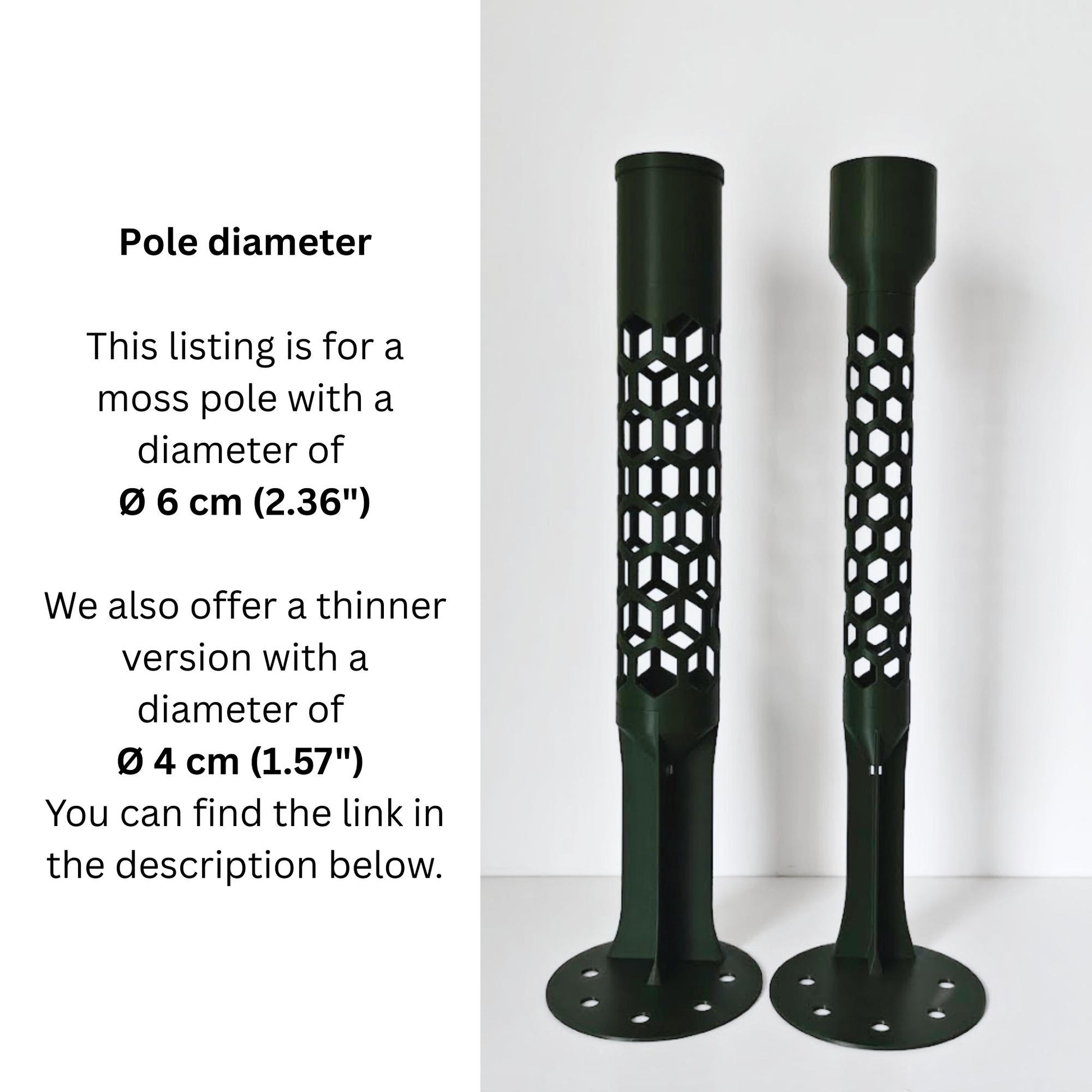Modular Moss Pole Ø 6 cm (2.36"), Watering Reservoir or Cap, 3D Printed Extendable Plant Support System