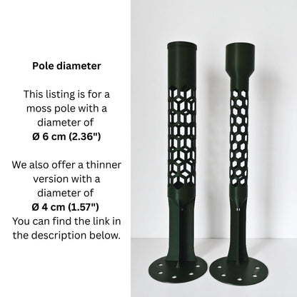 Modular Moss Pole Ø 6 cm (2.36"), Watering Reservoir or Cap, 3D Printed Extendable Plant Support System