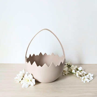 Easter Egg Basket with Handle, Cracked Egg Bowl, Spring Decor, Table Centerpiece, Gift Basket, 3d print