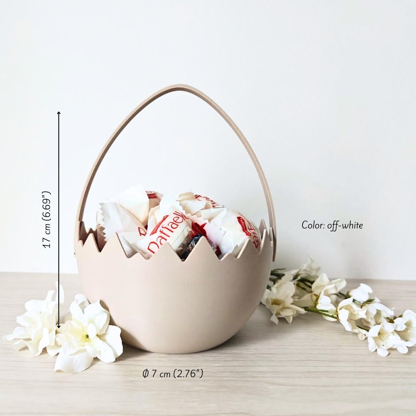 Easter Egg Basket with Handle, Cracked Egg Bowl, Spring Decor, Table Centerpiece, Gift Basket, 3d print