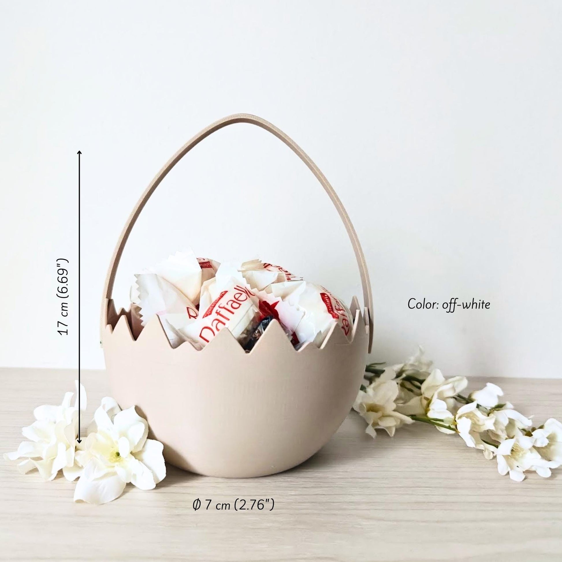 Easter Egg Basket with Handle, Cracked Egg Bowl, Spring Decor, Table Centerpiece, Gift Basket, 3d print