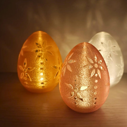 Glowing Easter Egg Decor, Translucent LED Tealight Holder, Spring Table Decoration, Housewarming Gift, 3d print