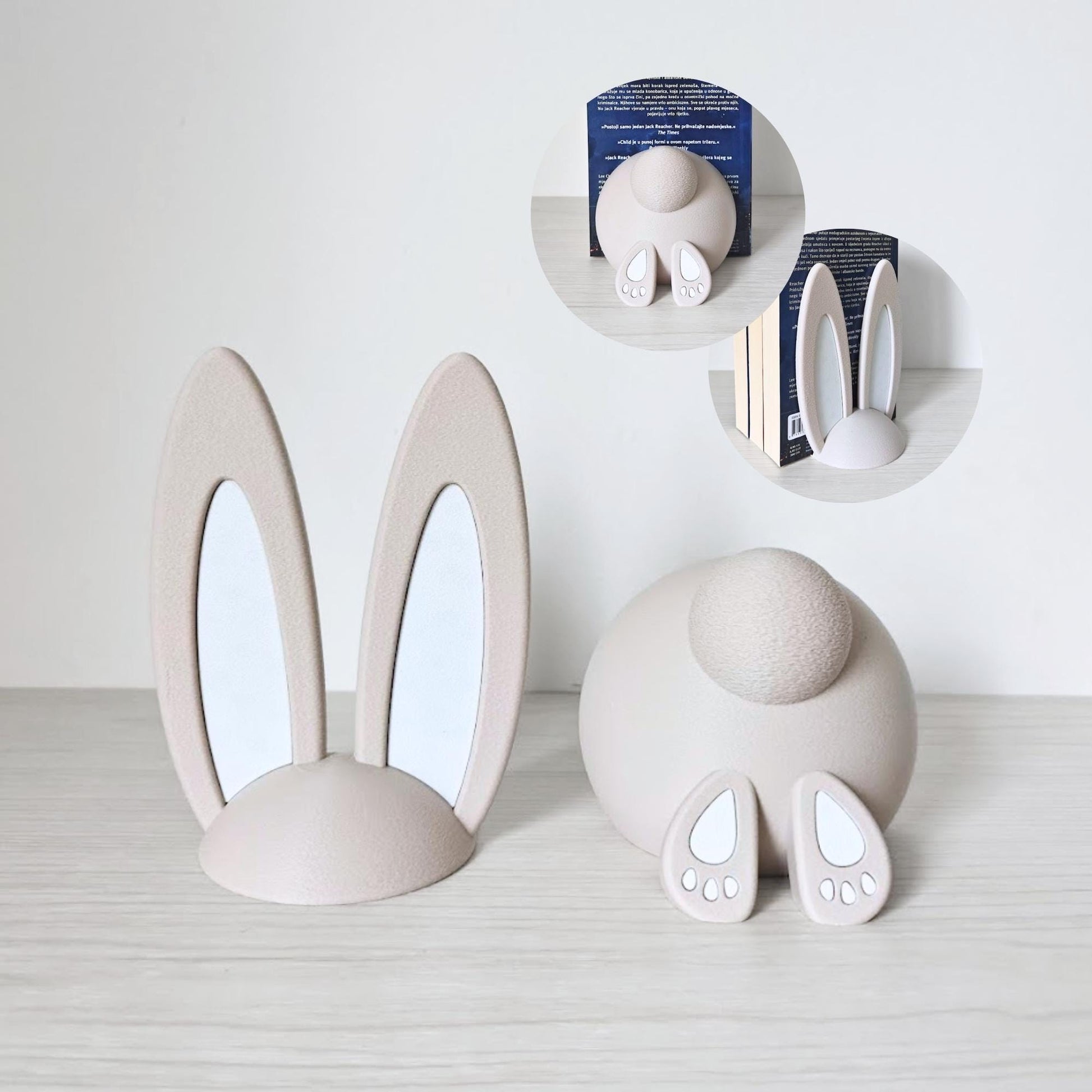 Bunny Bookends, Modern Easter & Spring Book Decor, Gift for Book Lovers, 3d print