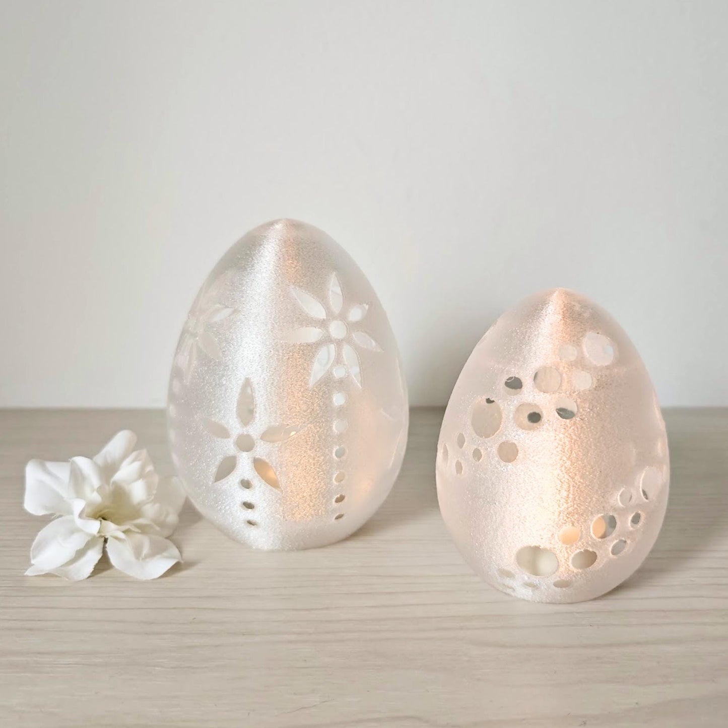 Glowing Easter Egg Decor, Translucent LED Tealight Holder, Spring Table Decoration, Housewarming Gift, 3d print