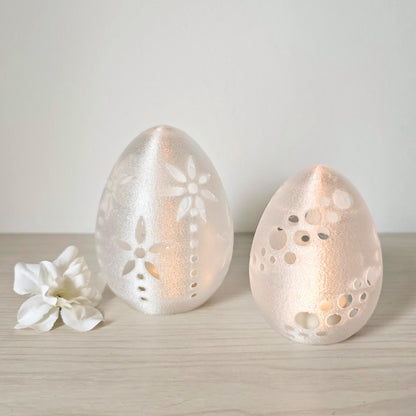 Glowing Easter Egg Decor, Translucent LED Tealight Holder, Spring Table Decoration, Housewarming Gift, 3d print