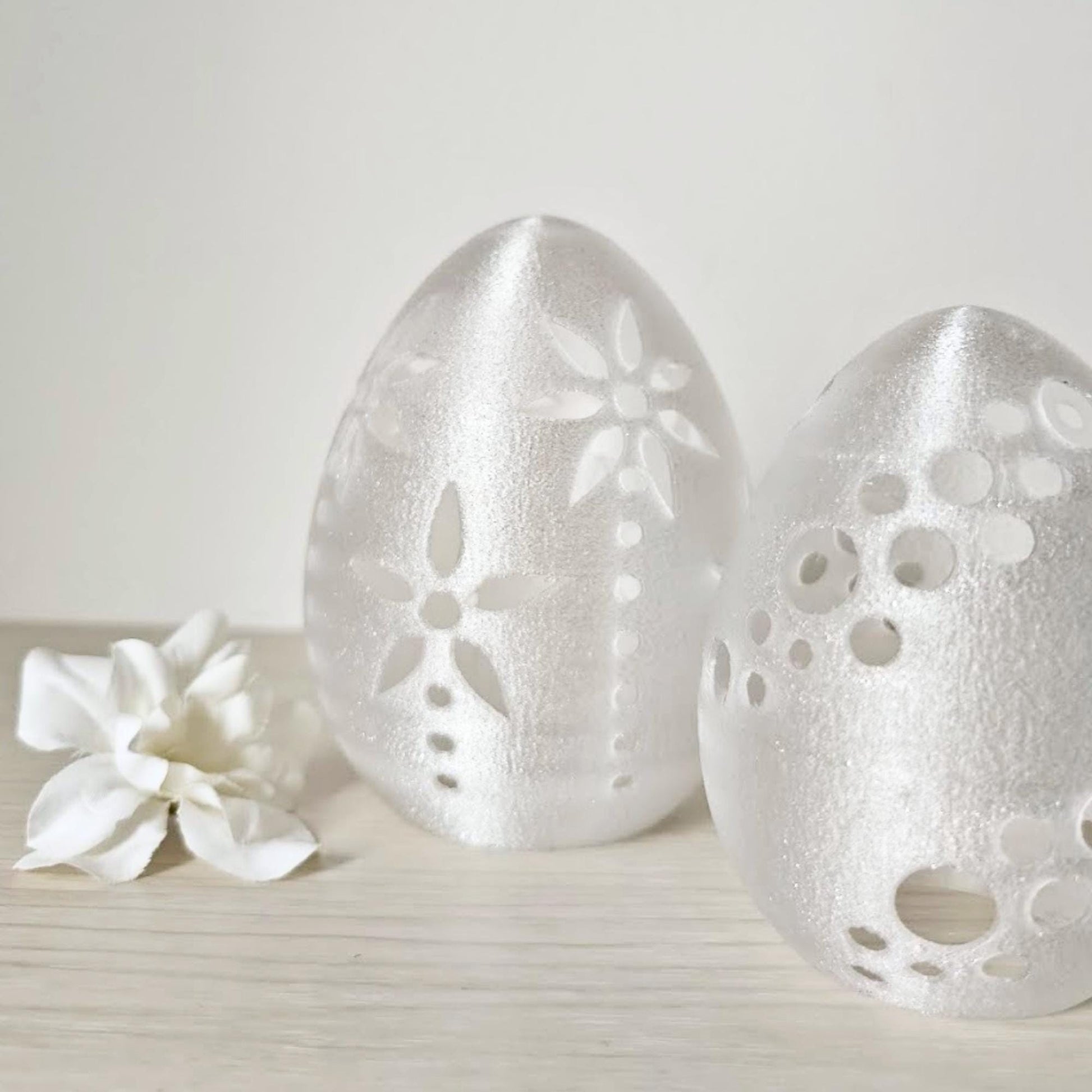 Glowing Easter Egg Decor, Translucent LED Tealight Holder, Spring Table Decoration, Housewarming Gift, 3d print