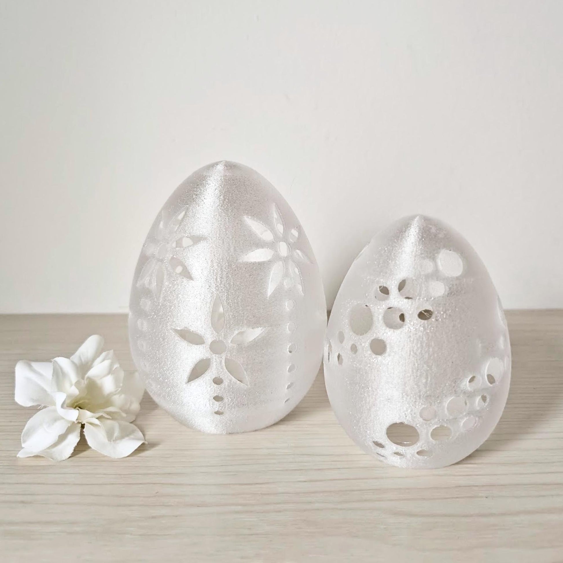 Glowing Easter Egg Decor, Translucent LED Tealight Holder, Spring Table Decoration, Housewarming Gift, 3d print