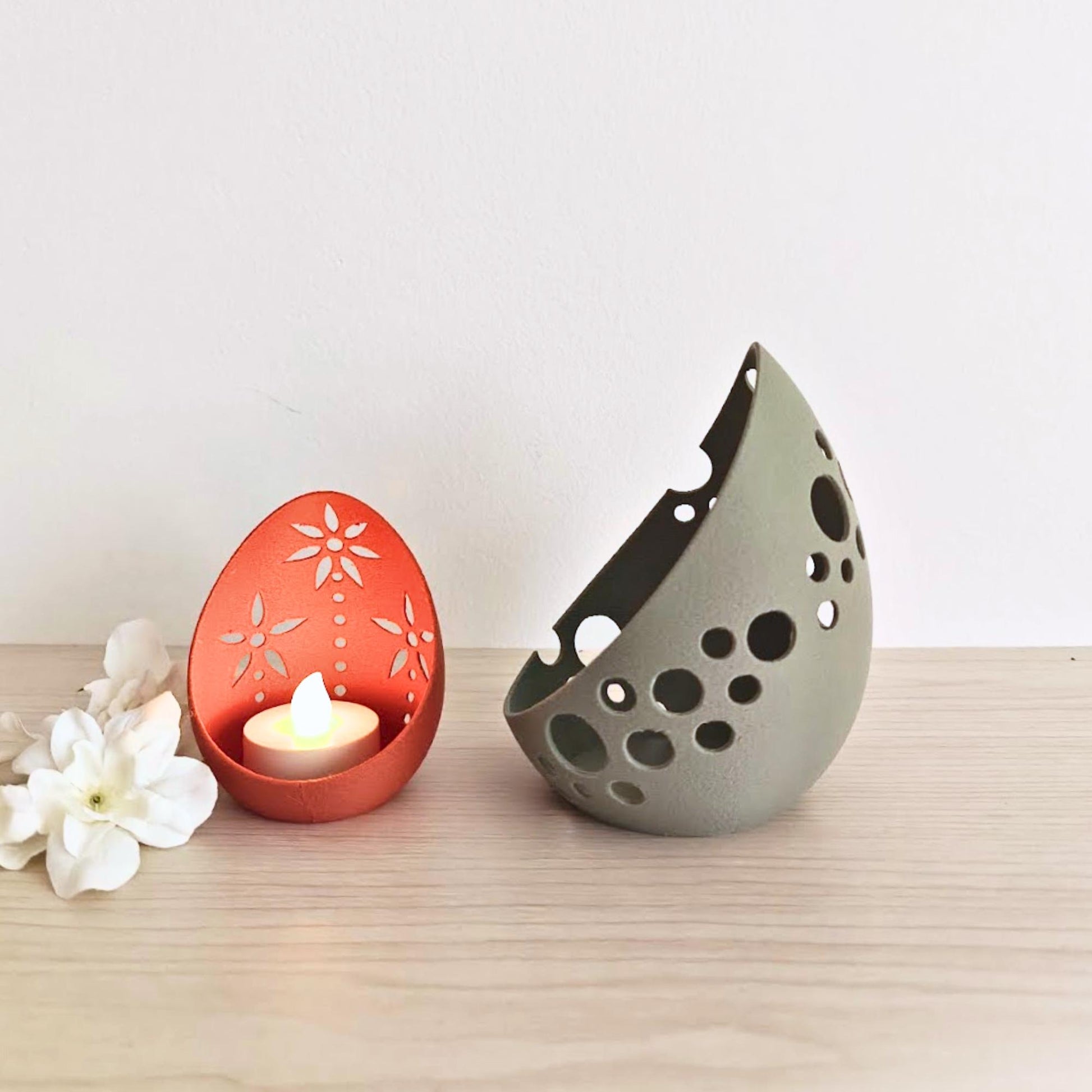 Open Eggshell Tealight Holder & Candy Bowl, Easter Table Decor, Housewarming Gift, 3d print