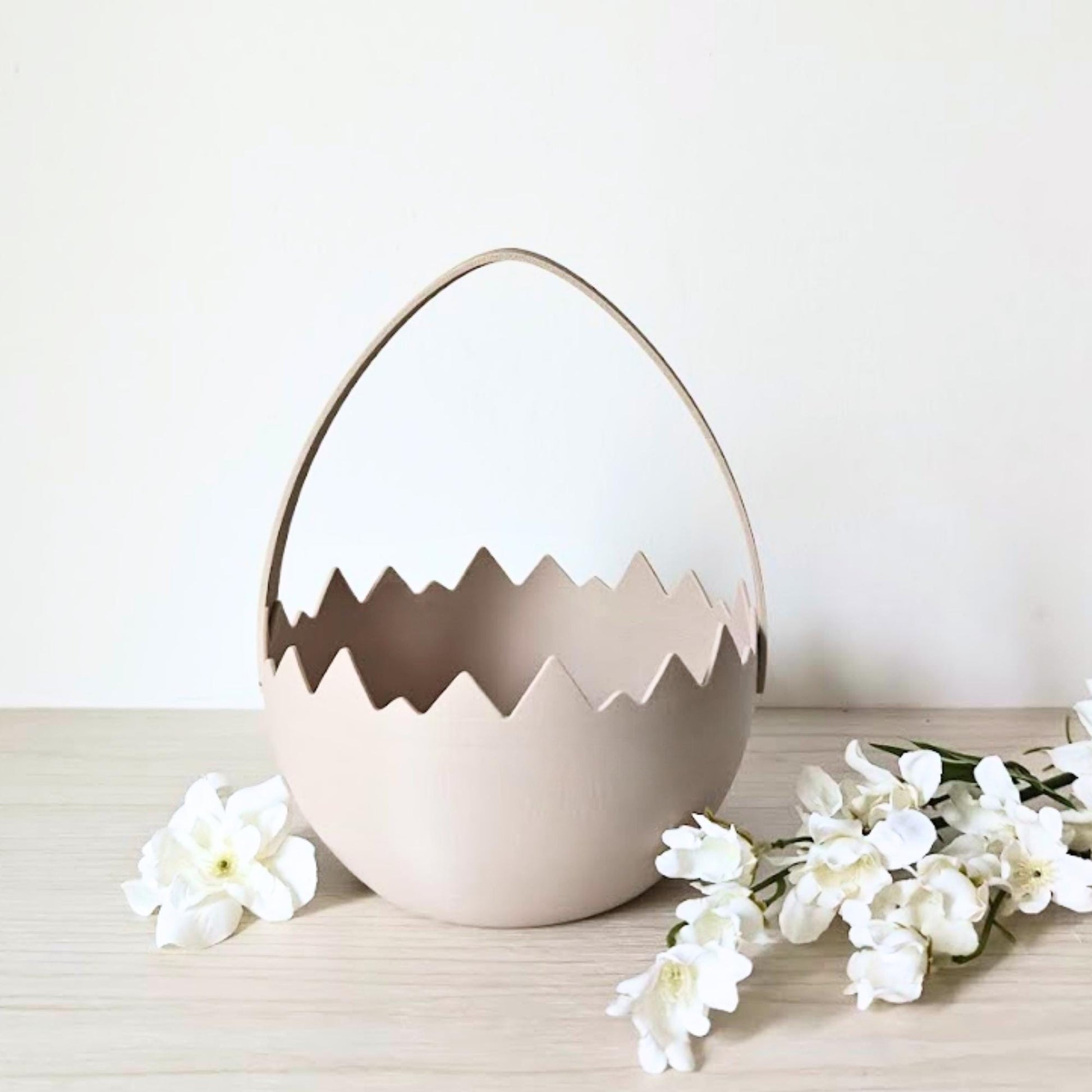 Easter Egg Basket with Handle, Cracked Egg Bowl, Spring Decor, Table Centerpiece, Gift Basket, 3d print