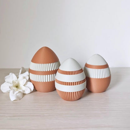 Decorative Easter Eggs Set of 3, Modern 3D Printed Easter Decor, Textured Eggs Set, Pastel Spring Home Decor, Easter Basket Fillers