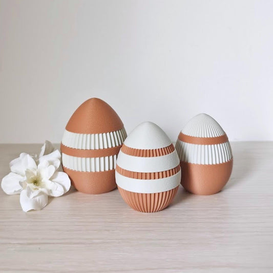 Decorative Easter Eggs Set of 3, Modern 3D Printed Easter Decor, Textured Eggs Set, Pastel Spring Home Decor, Easter Basket Fillers