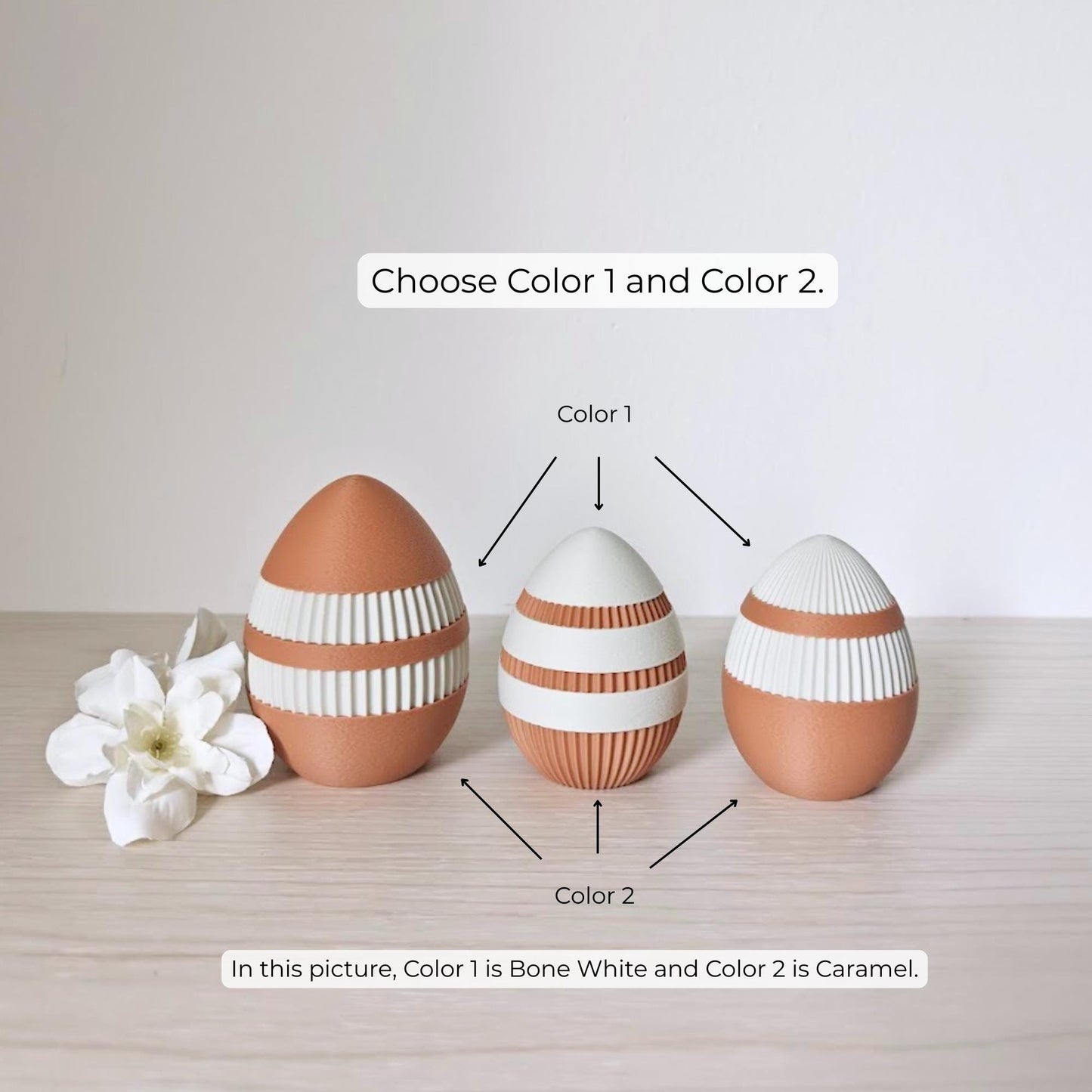 Decorative Easter Eggs Set of 3, Modern 3D Printed Easter Decor, Textured Eggs Set, Pastel Spring Home Decor, Easter Basket Fillers