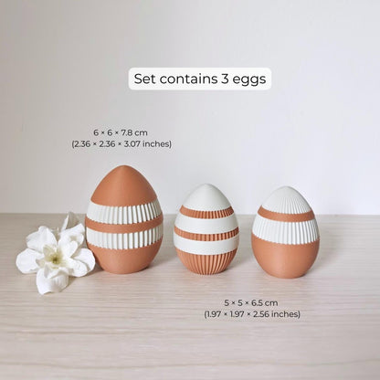 Decorative Easter Eggs Set of 3, Modern 3D Printed Easter Decor, Textured Eggs Set, Pastel Spring Home Decor, Easter Basket Fillers