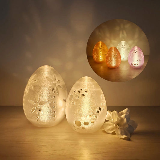 Glowing Easter Egg Decor, Translucent LED Tealight Holder, Spring Table Decoration, Housewarming Gift, 3d print