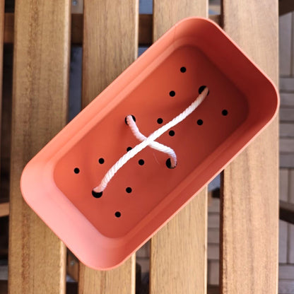 Wick system setup with rope, water absorption for self watering planter