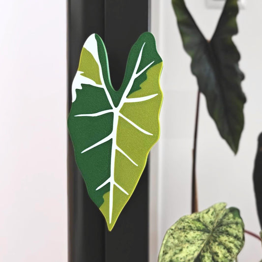Alocasia shaped handle mounted on Ikea Fabrikor cabinet