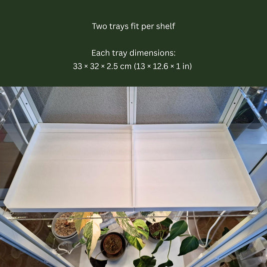 Set of two drainage trays placed inside Milsbo cabinet shelf