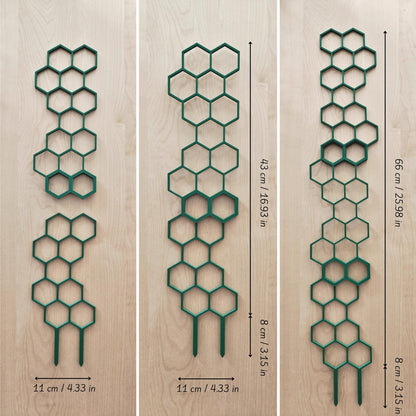 Three trellis modules of varying heights (short, medium, tall) displayed side by side with size labels.
