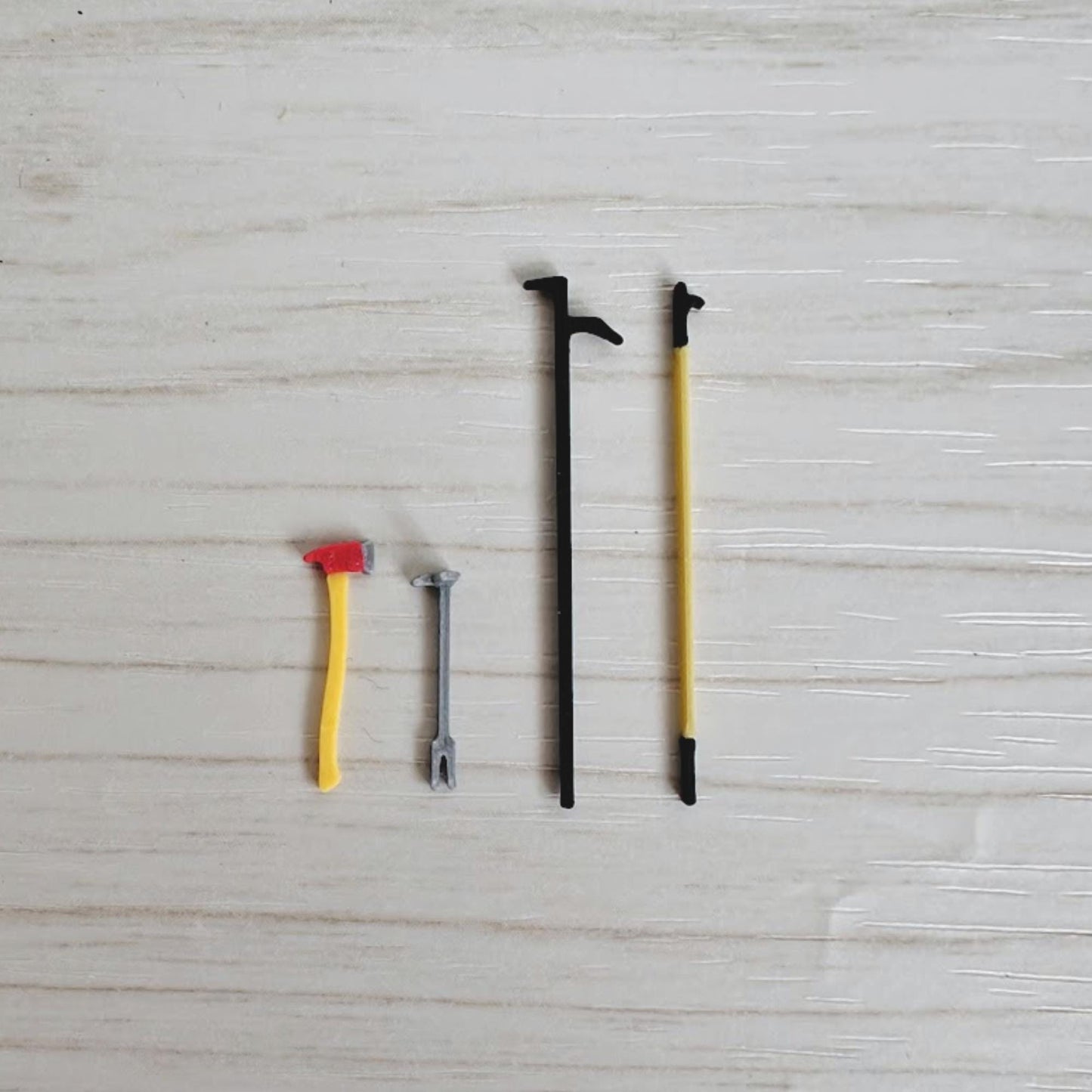 3D printed firefighter rescue tools set including axe, halligan bars and pike poles