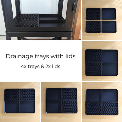 Drainage trays with lids set including 4 trays and 2 lids
