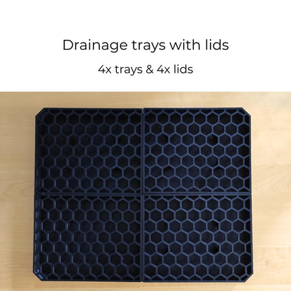Drainage trays with lids set including 4 trays and 4 lids