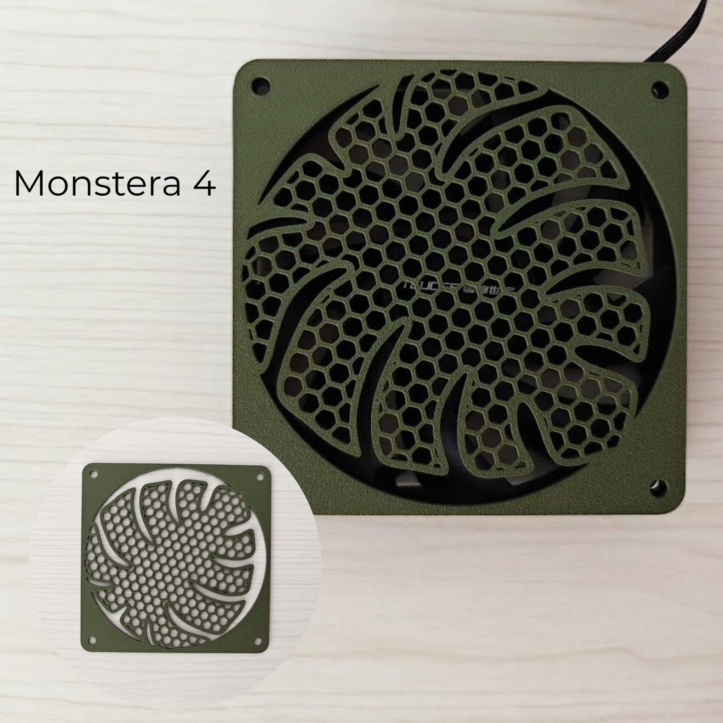 Monstera 4 honeycomb fan cover design