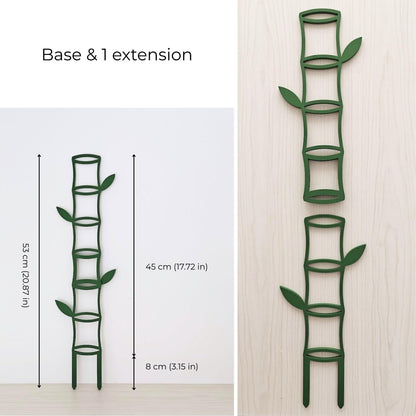 Modular trellis assembled with one extension showing the increased height and expandable design dimensions.
