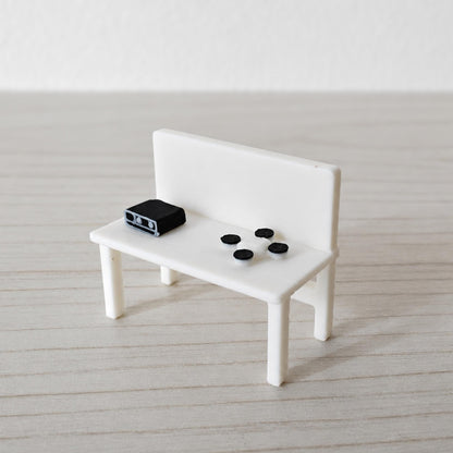 Mini firefighter command table set with radio and drone accessories displayed together in white color.