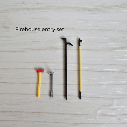 3D printed firefighter rescue tools set including axe, halligan bars and pike poles