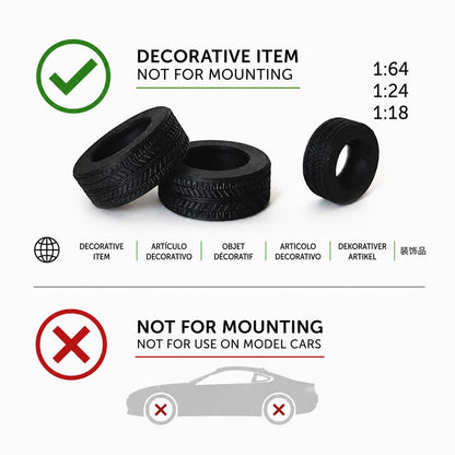 These tires are made from hard plastic. For decor only.