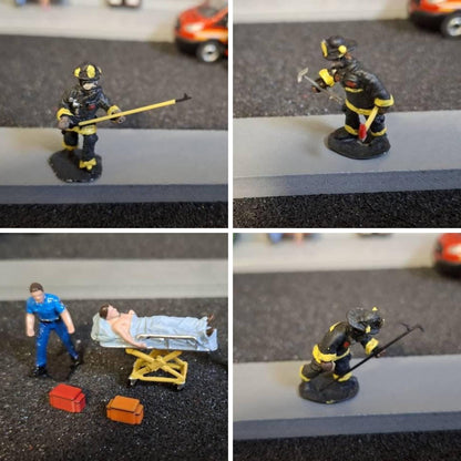 Firefighter Rescue Gear Set 1/64, Axe, Halligan, Pike Pole, EMS Trauma Bags