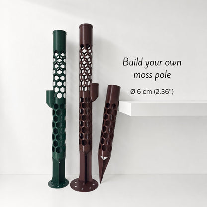 Modular Moss Pole Ø 6 cm (2.36"), Extendable Plant Support with Watering Reservoir, Stackable Climbing Plant System