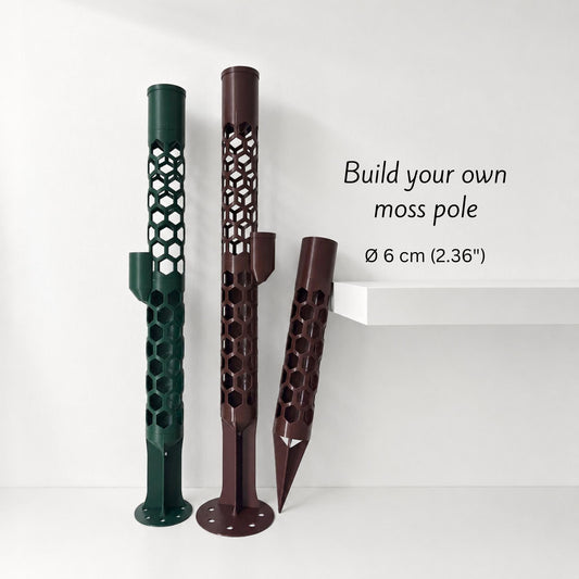 Modular Moss Pole Ø 6 cm (2.36"), Extendable Plant Support with Watering Reservoir, Stackable Climbing Plant System