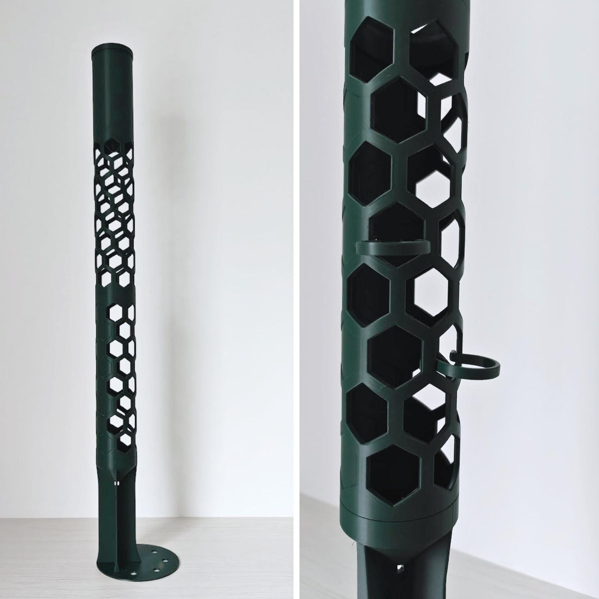 Hex pattern design of moss pole for airflow and root attachment