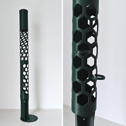 Hex pattern design of moss pole for airflow and root attachment