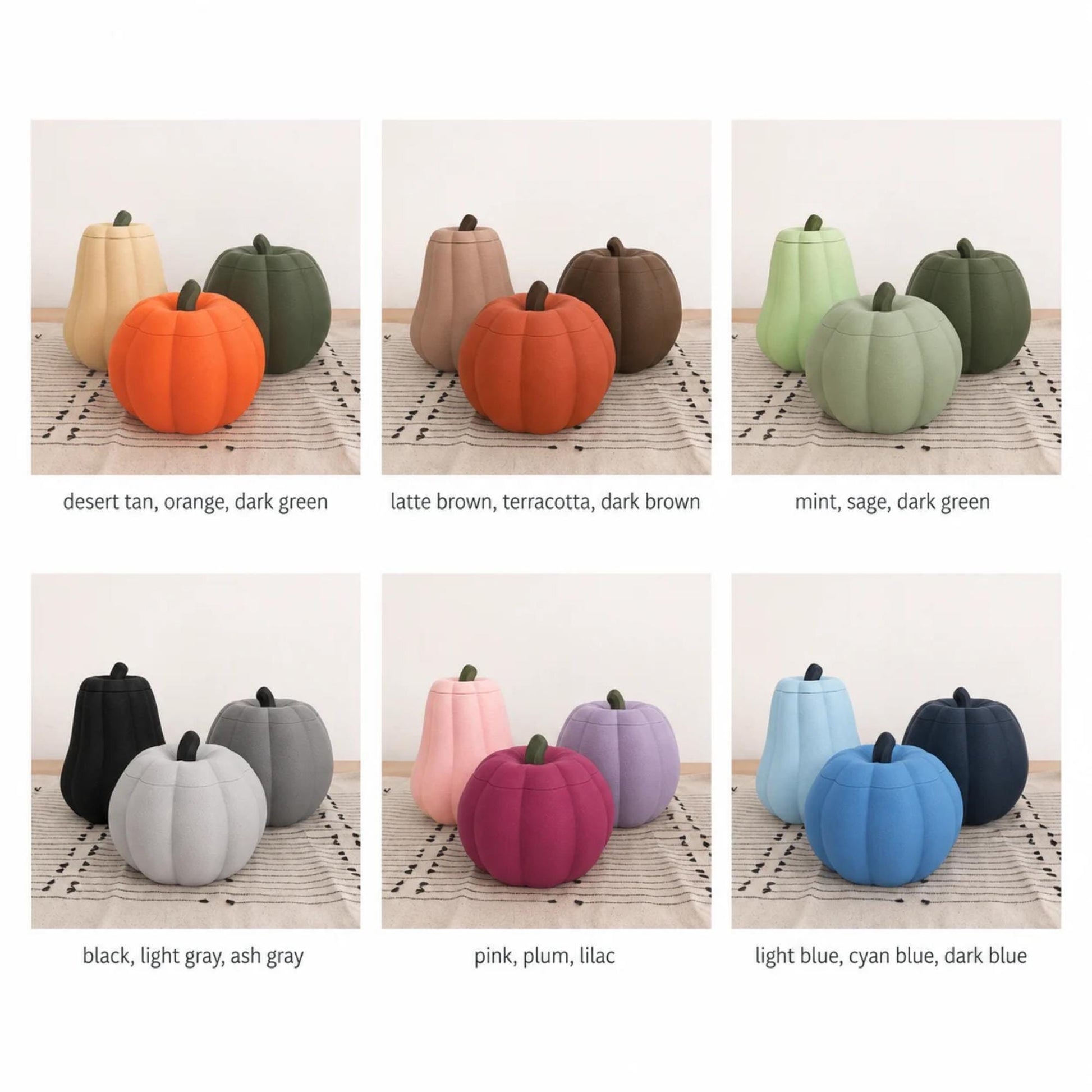 Pumpkin containers in various colors
