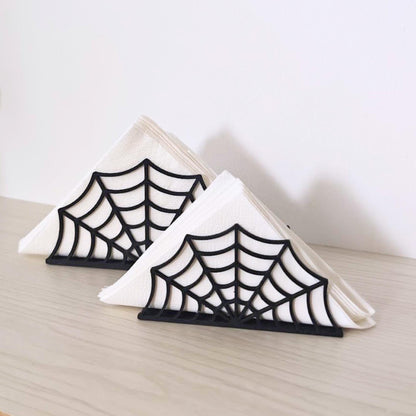 Spiderweb Napkin Holder, Halloween & Gothic Table Decor, Black Web Napkin Stand, 3D Printed