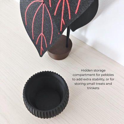 Hidden storage compartment inside the Anthurium coaster pot for pebbles, candy, jewelry or small trinkets.