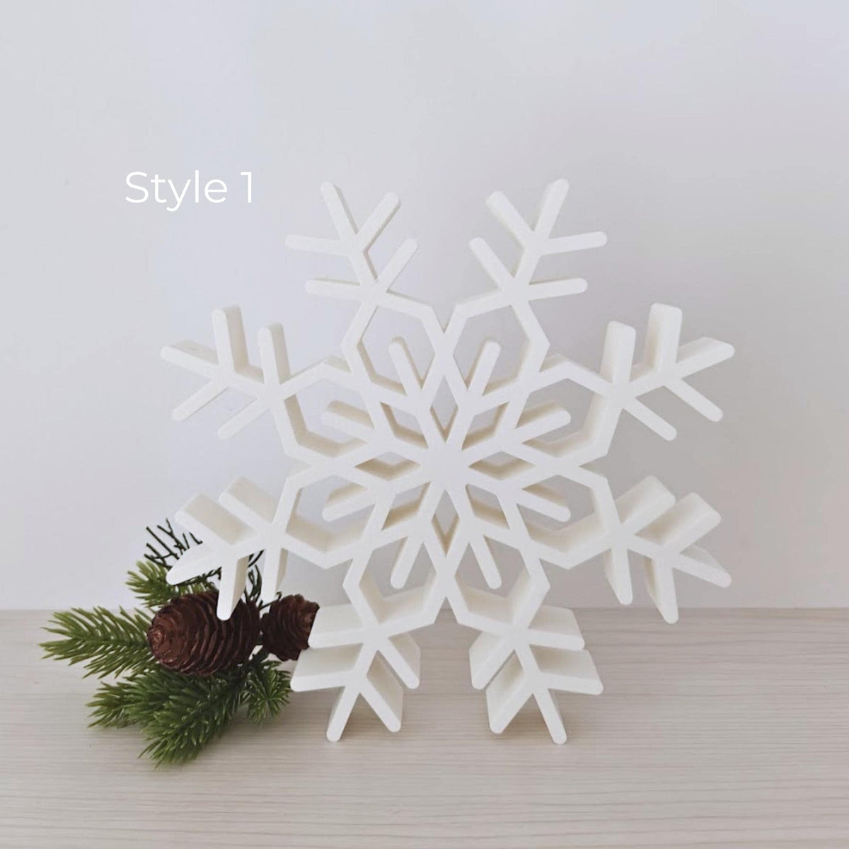 Style 1 large white snowflake decoration with modern geometric pattern