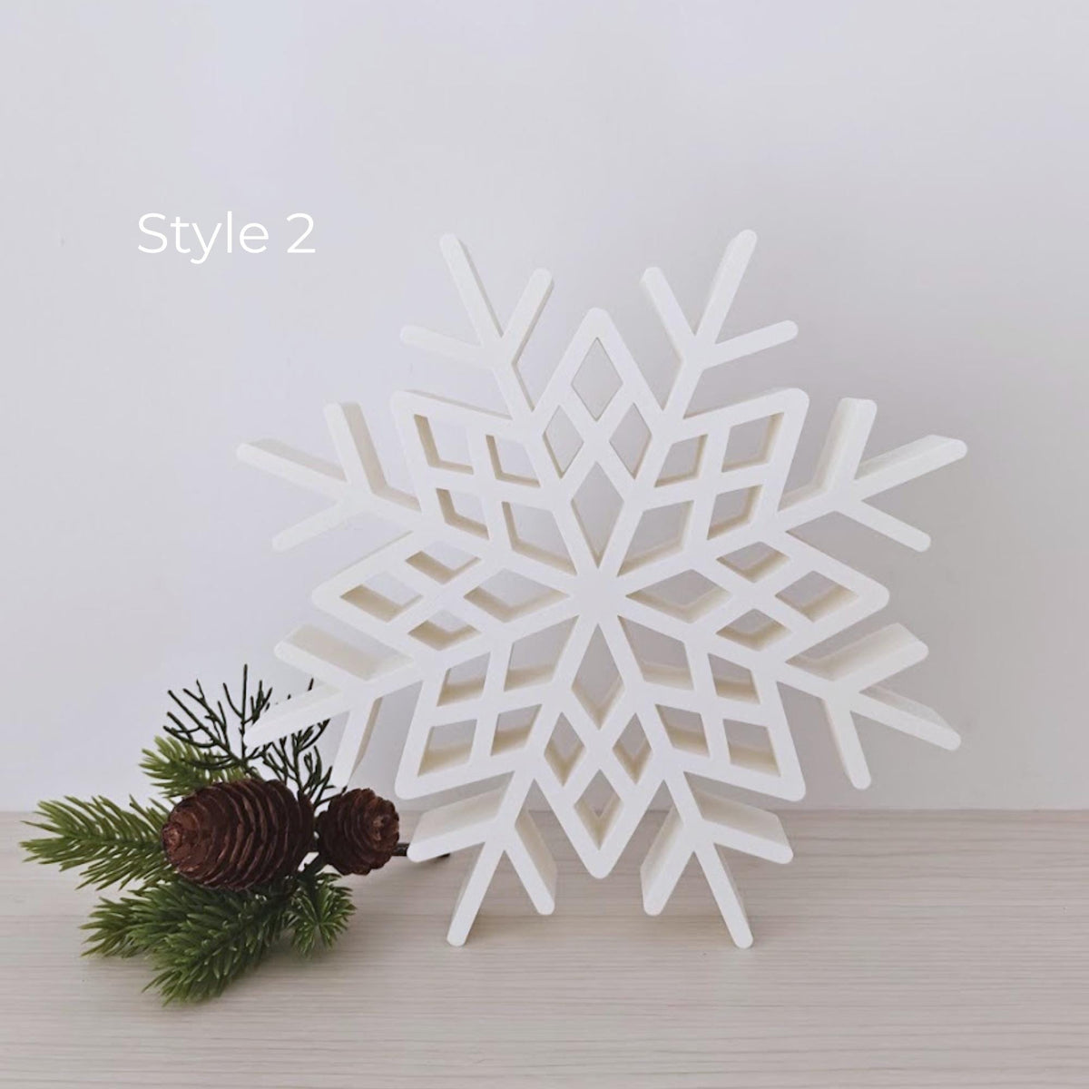 Style 2 large white snowflake decoration with geometric winter design