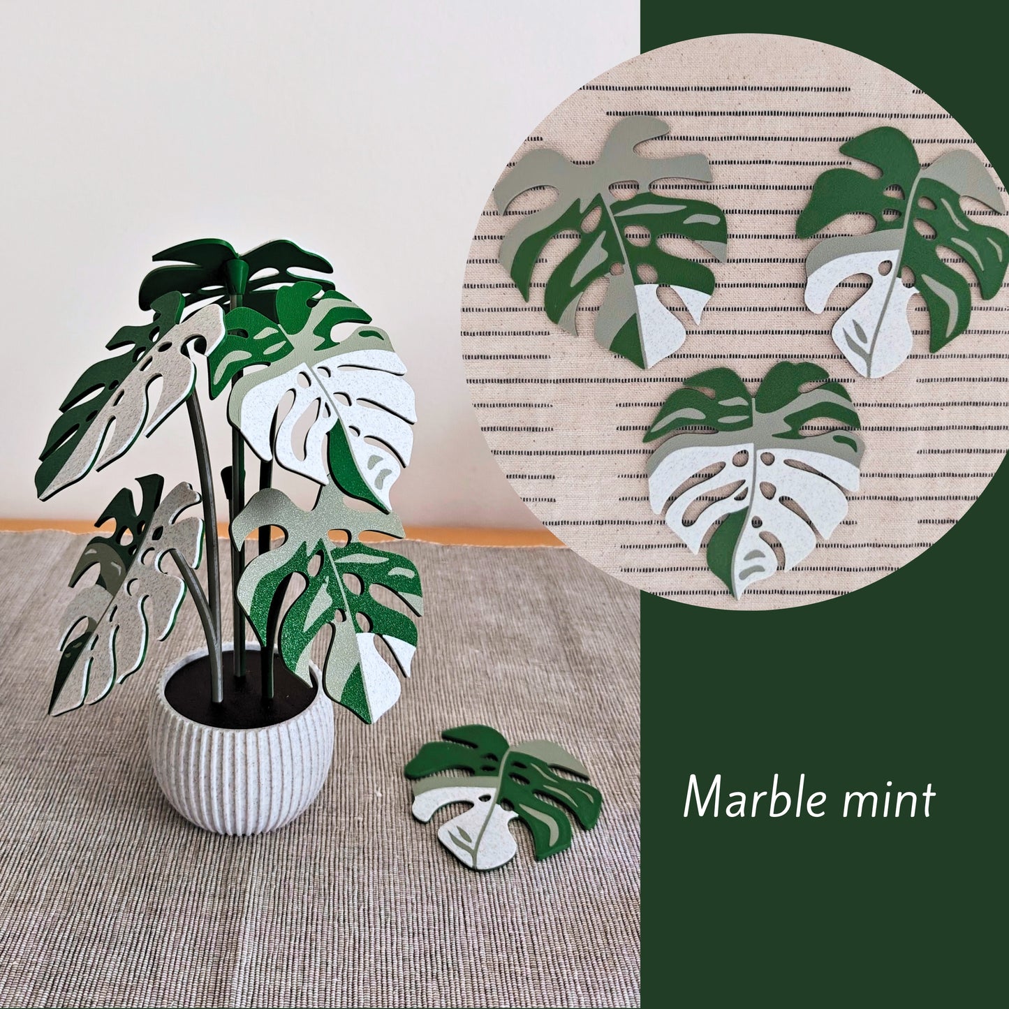 Monstera Coaster Set with Leaf Holes