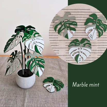 Monstera Coaster Set with Leaf Holes