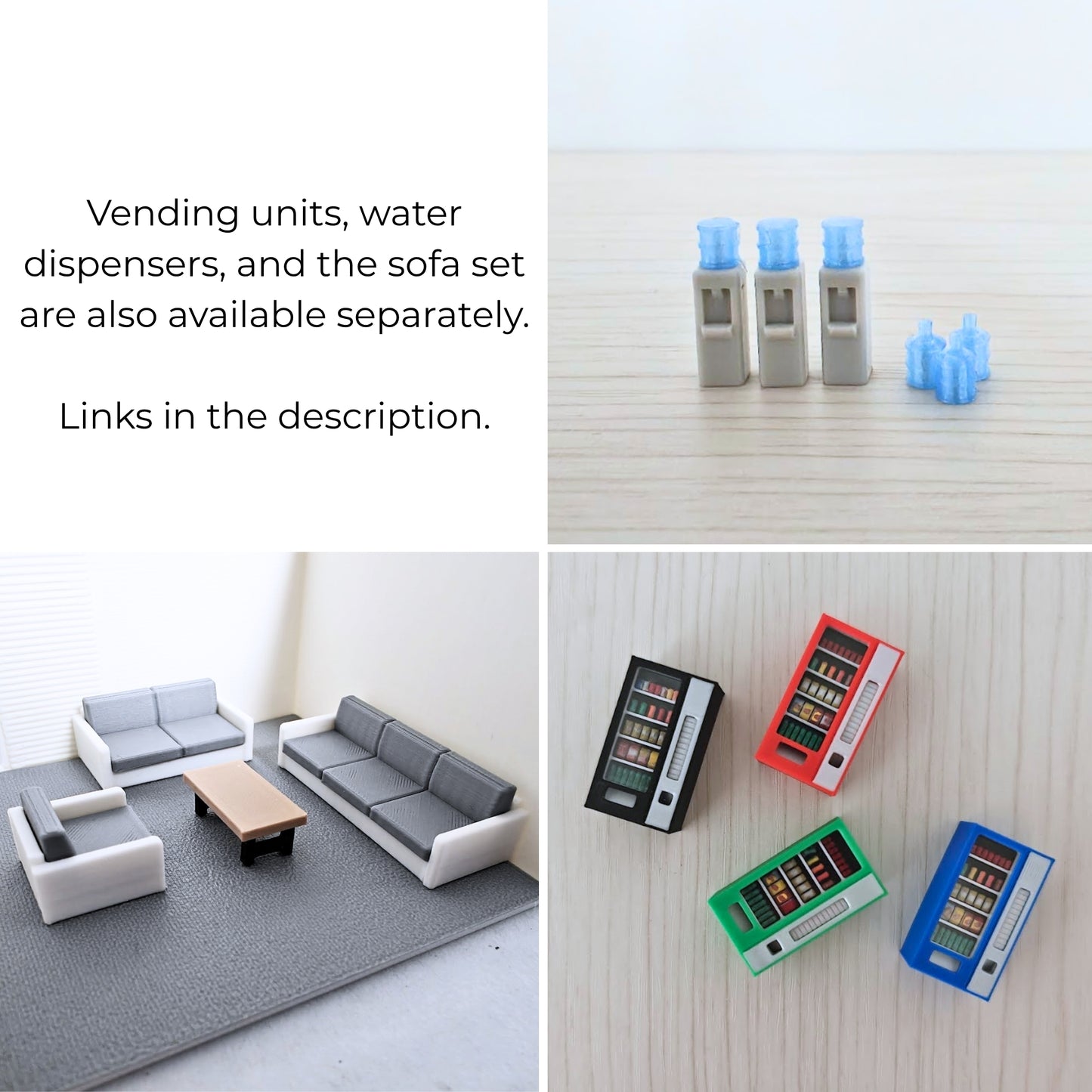 Miniature Office Furniture Set, 1/64 Scale