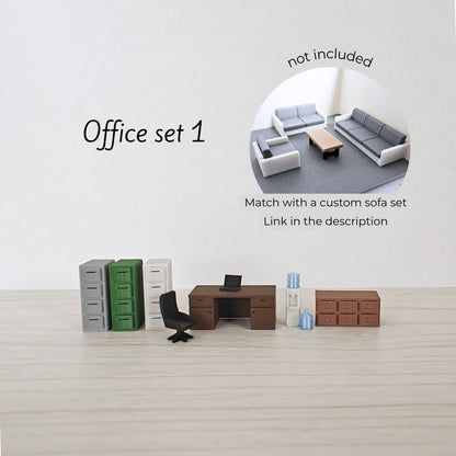 Miniature Office Furniture Set, 1/64 Scale