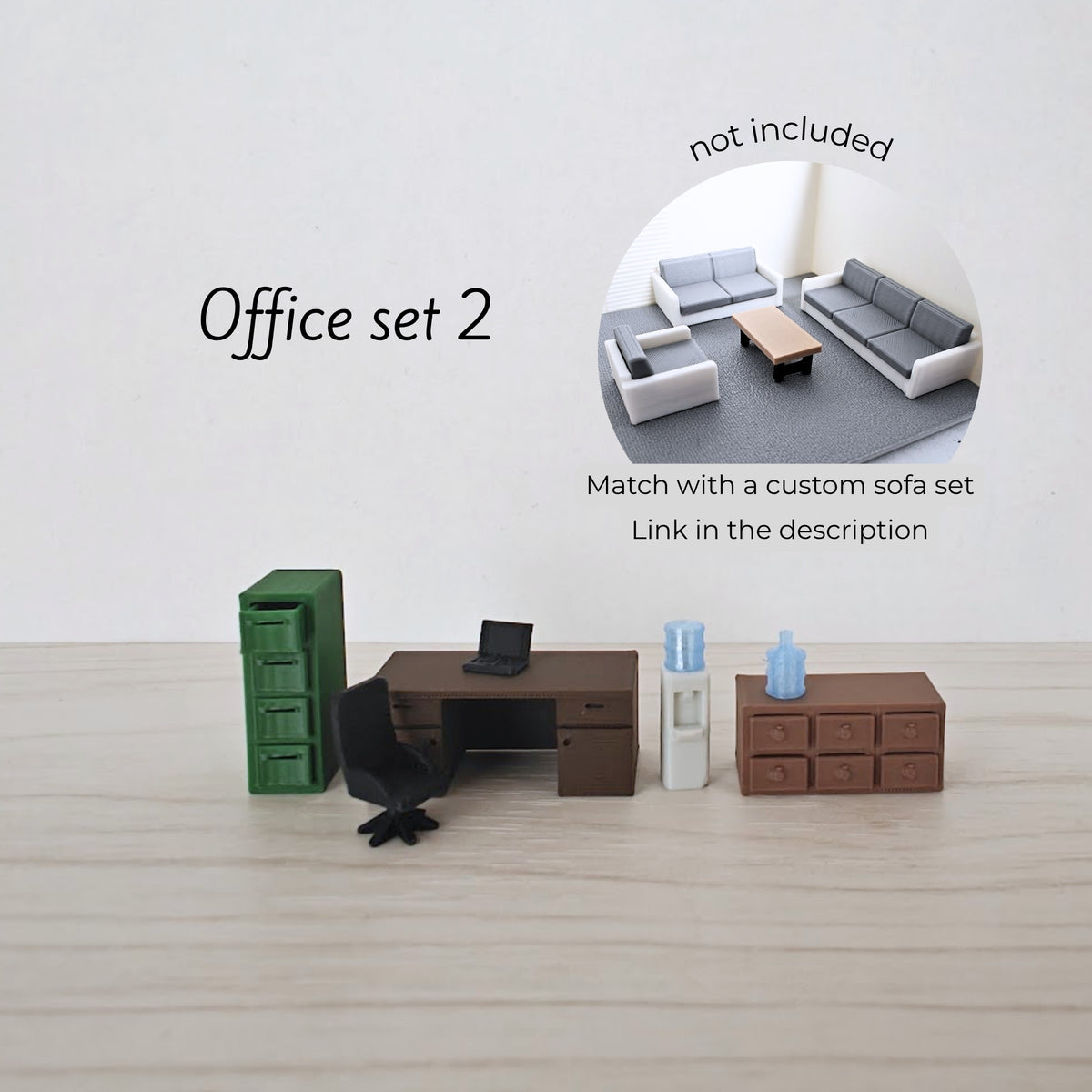 Miniature Office Furniture Set, 1/64 Scale