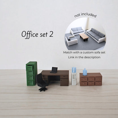 Miniature Office Furniture Set, 1/64 Scale