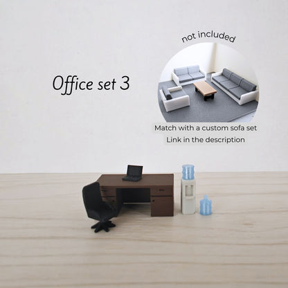 Miniature Office Furniture Set, 1/64 Scale